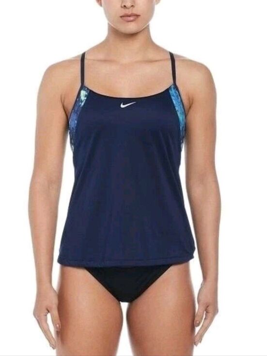 Nike Other - Nike Swim Women's Navy Swim Floral Layered Tankini Top Size Medium